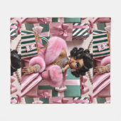 Chic roze en groen fleece deken (Voorkant (Horizontaal))