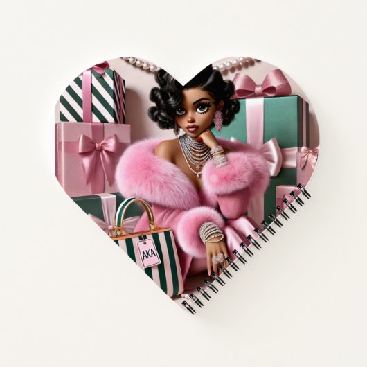 Chic roze en groen notitieboek (Achterkant)