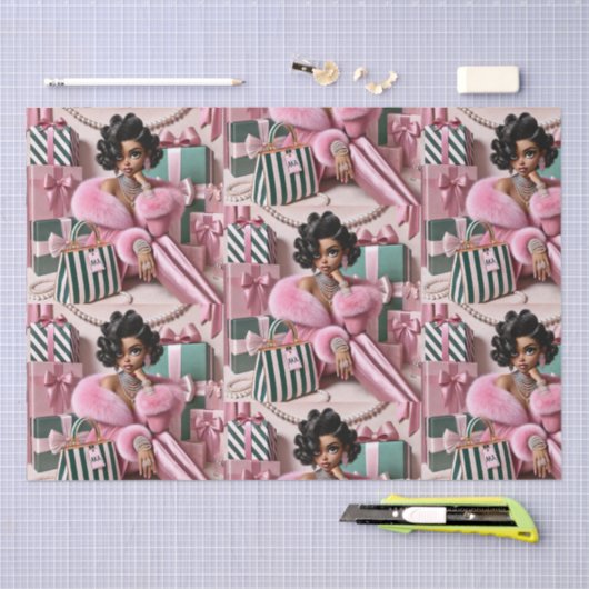 Chic roze en groen tissuepapier (Craft)