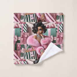 Chic roze en groen washandje