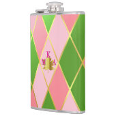 Chic Roze en Groene Argyle Monogrammed Heupfles (Links)