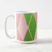 Chic Roze en Groene Argyle Monogrammed Koffiemok (Links)