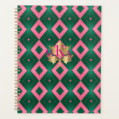 Chic roze en groene diamant motief planner (Voorkant)
