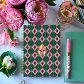 Chic roze en groene diamant motief planner