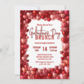 Chic Roze en Rode Harten Galentine's Brunch Kaart (Voorkant)
