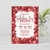Chic Roze en Rode Harten Galentine's Brunch Kaart (Staand voorkant)