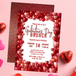 Chic Roze en Rode Harten Galentine's Brunch Kaart