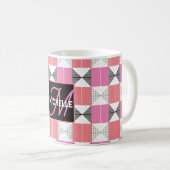 CHic roze en zwart modern geometrisch monogram Koffiemok (Voorkant rechts)