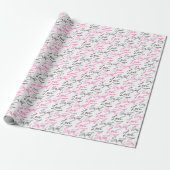 Chic Roze en Zwarte Liefde en Sweet Pattern Cadeaupapier (Uitgerold)