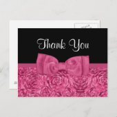 Chic Roze en Zwarte Roos Bloemen Dank u Briefkaart (Voorkant / Achterkant)