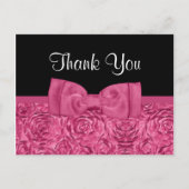 Chic Roze en Zwarte Roos Bloemen Dank u Briefkaart (Voorkant)