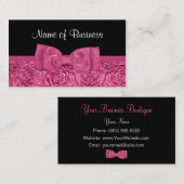 Chic Roze en Zwarte Roos Bloemen Met Girly Bow Visitekaartje (Voorkant / Achterkant)