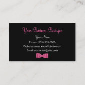 Chic Roze en Zwarte Roos Bloemen Met Girly Bow Visitekaartje (Achterkant)