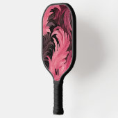 Chic Roze en Zwarte Veren Leaf Modern Monogram Pickleball Paddle (Links)
