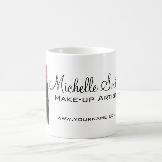 Chic roze en zwarte waterverf lipstick Make-up Koffiemok (Center)