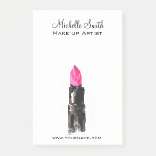 Chic roze en zwarte waterverf lipstick Make-up Post-it® Notes