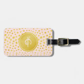 Chic roze faux goudglitter cheetah monogram bagagelabel (Voorkant horizontaal)
