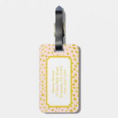 Chic roze faux goudglitter cheetah monogram bagagelabel (Achterkant verticaal)