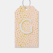 Chic roze faux goudglitter cheetah monogram cadeaulabel (Voorkant)