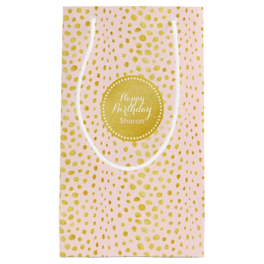 Chic roze faux goudglitter cheetah monogram klein cadeauzakje (Voorkant)