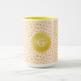 Chic roze faux goudglitter cheetah monogram mok