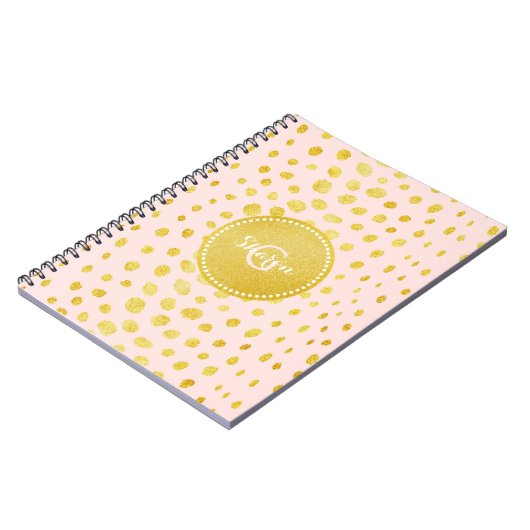 Chic roze faux goudglitter cheetah monogram notitieboek (Linkerzijde)