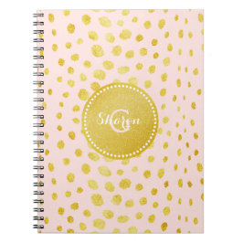 Chic roze faux goudglitter cheetah monogram notitieboek