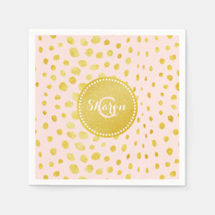 Chic roze faux goudglitter cheetah monogram servet