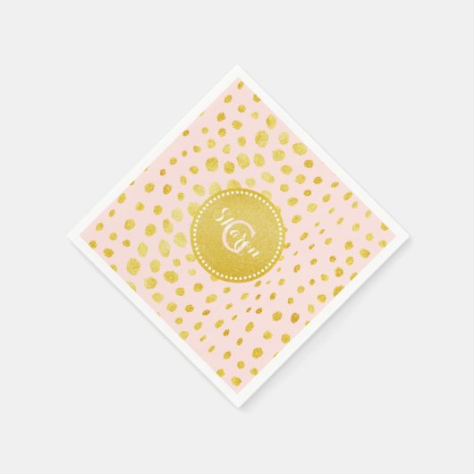 Chic roze faux goudglitter cheetah monogram servet (Hoek)