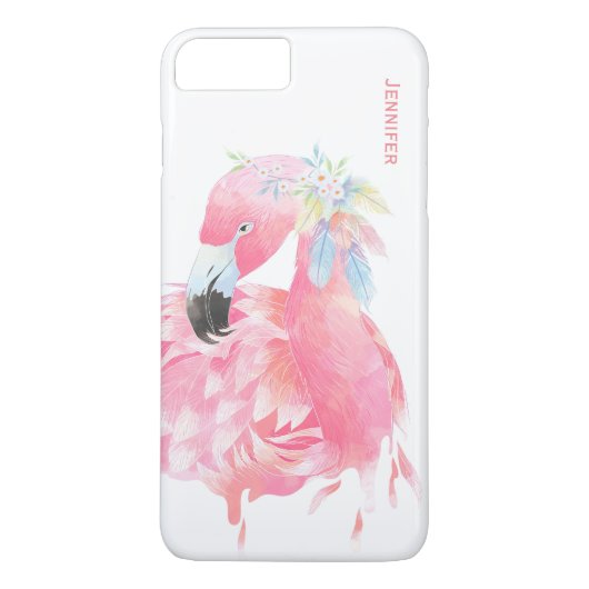 Chic Roze Flamingo Custom iPhone 7 Plus Hoesje (Achterkant)