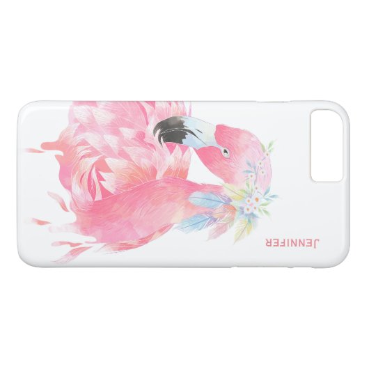 Chic Roze Flamingo Custom iPhone 7 Plus Hoesje (Achterkant (Horizontaal))
