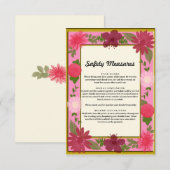 Chic roze Floral botanische veiligheidsmaatregelen Informatiekaartje (Voorkant / Achterkant)