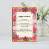 Chic roze Floral botanische veiligheidsmaatregelen Informatiekaartje (Staand voorkant)