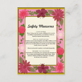 Chic roze Floral botanische veiligheidsmaatregelen Informatiekaartje