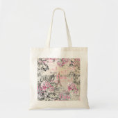 Chic roze floral Paris Eiffel Tower typografie Tote Bag (Voorkant)