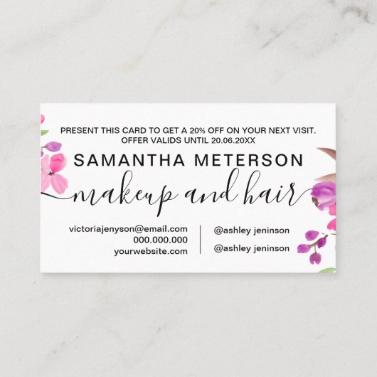 Chic roze floral waterverf boeket cadeau korting (Achterkant)