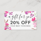 Chic roze floral waterverf boeket cadeau korting (Voorkant)