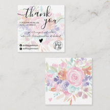 Chic roze floral waterverf girly orde dank u