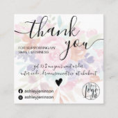 Chic roze floral waterverf girly orde dank u vierkante visitekaartje (Voorkant)