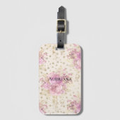 Chic roze Flowers Bagagelabel (Voorkant (verticaal))