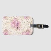 Chic roze Flowers Bagagelabel (Voorkant (horizontaal))