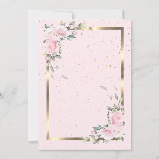 Chic roze Flowers Gold Lijst Retirement Kaart (Achterkant)