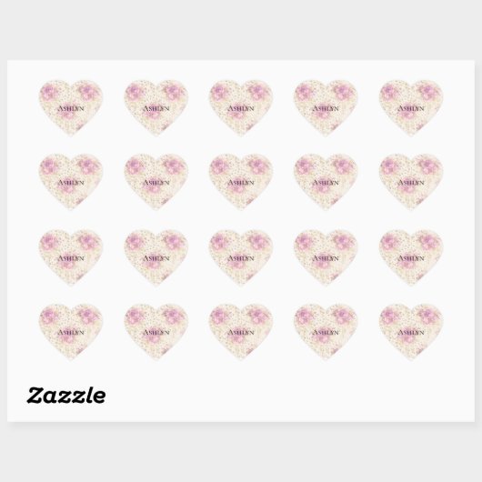Chic roze Flowers Hart Sticker (Vel)