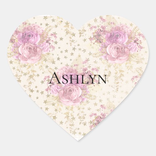 Chic roze Flowers Hart Sticker (Voorkant)