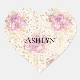 Chic roze Flowers Hart Sticker