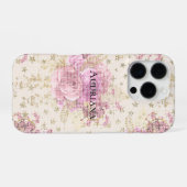 Chic roze Flowers iPhone Hoesje (Achterkant horizontaal)