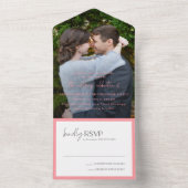 Chic Roze Foto Moderne bruiloft All In One Uitnodiging (Binnen)
