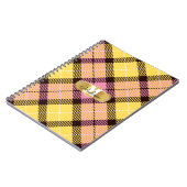 Chic roze Geel Tartan Gold Monogram Naam Notitieboek (Linkerzijde)