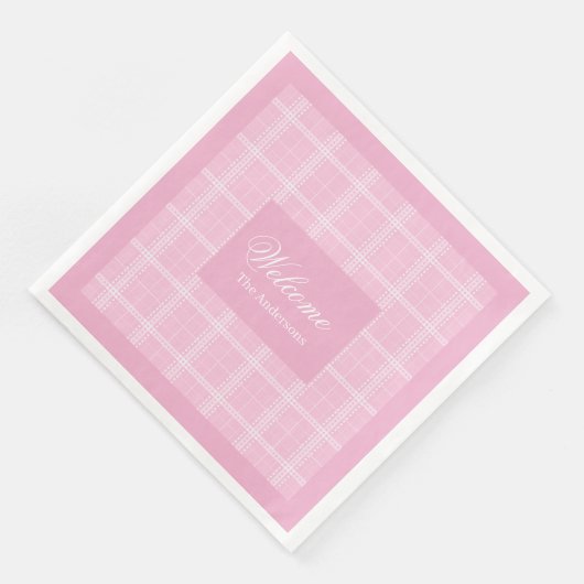 Chic Roze Geplakte servetten Gepersonaliseerde Taf (Hoek)