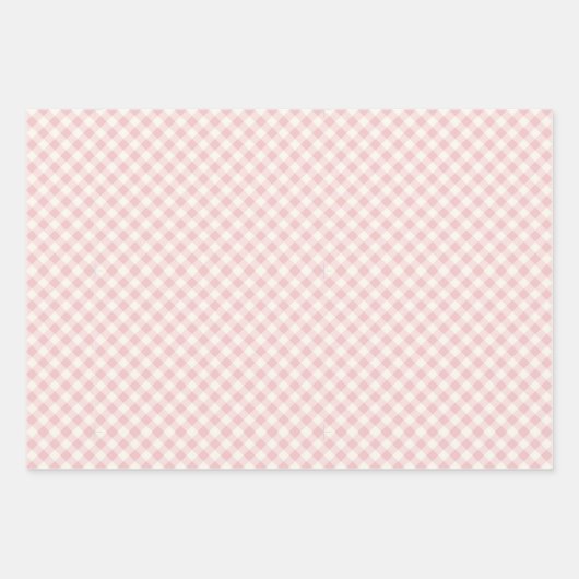 Chic Roze Geruit Inpakpapier met Bloemactiek (Voorkant 2)